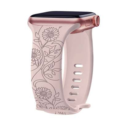 Laser Carved Embossed Brocade Sunflower Silicone Strap